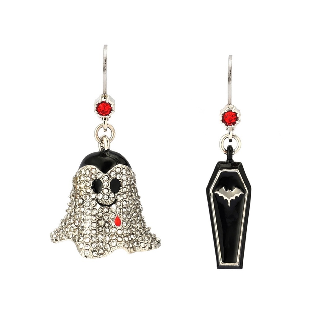 Betsey Johnson Halloween Vampire Coffin Mismatch Earrings